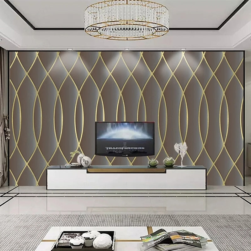 Golden Lines On Gray Background Wallpaper Mural, Custom Sizes Available Maughon's 