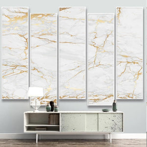 Mural de papel pintado de mármol blanco con vetas doradas, tamaños personalizados disponibles