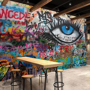 Graffiti Eye Art Wallpaper Mural, Custom Sizes Available