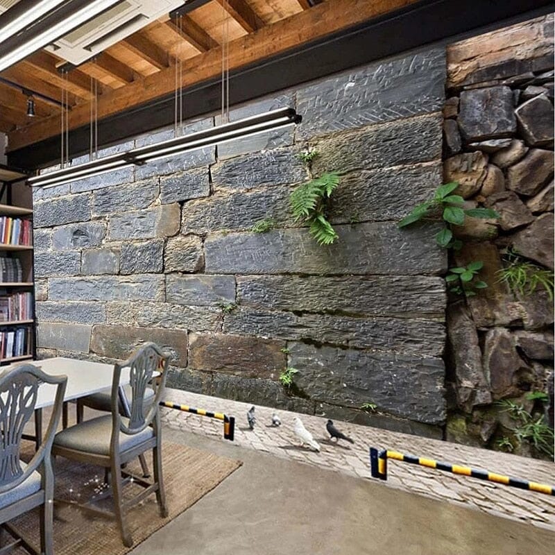 Granite Block Wall Wallpaper Mural, Custom Sizes Available Wall Murals Maughon's 