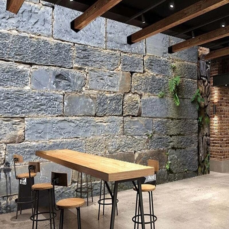 Granite Block Wall Wallpaper Mural, Custom Sizes Available Wall Murals Maughon's 