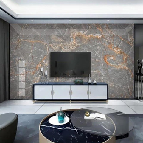 Image of Gray and Gold Marble Wallpaper Mural, Custom Sizes Available Household-Wallpaper Maughon's 