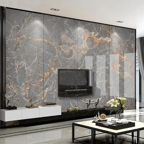 Image of Gray and Gold Marble Wallpaper Mural, Custom Sizes Available Household-Wallpaper Maughon's 