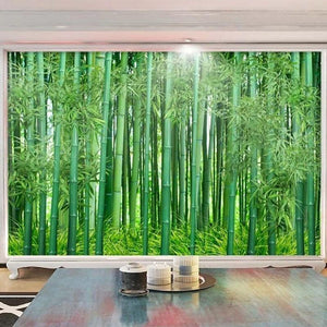 Mural de papel pintado con paisaje de bosque de bambú verde, tamaños personalizados disponibles