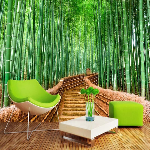 Image of Green Bamboo Path Wallpaper Mural, Custom Sizes Available Household-Wallpaper Maughon's 