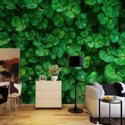 Image of Green Clover Wall Wallpaper Mural, Custom Size Available Maughon's 