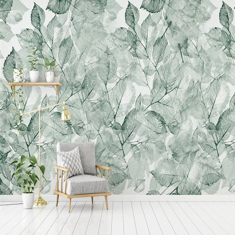 Green Transparent Leaves Wallpaper Mural, Custom Sizes Available Maughon's 