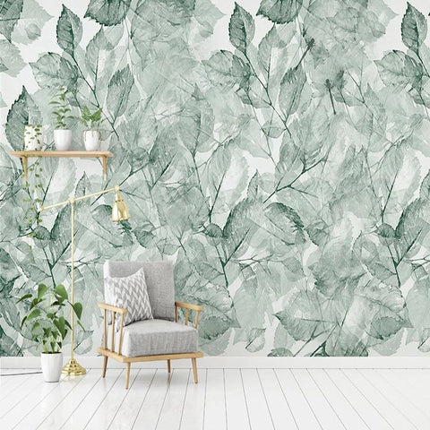 Image of Green Transparent Leaves Wallpaper Mural, Custom Sizes Available Maughon's 