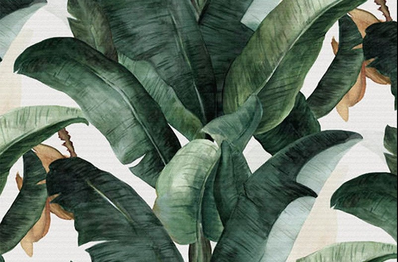 Hand-Painted Banana Leaves Wallpaper Mural, Custom Sizes Available Wall Murals Maughon's 