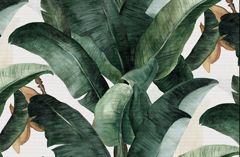 Image of Hand-Painted Banana Leaves Wallpaper Mural, Custom Sizes Available Wall Murals Maughon's 