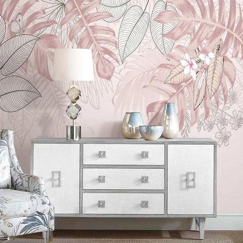 Hand-Painted Fern Leaves Wallpaper Mural, Custom Sizes Available Household-Wallpaper Maughon's 