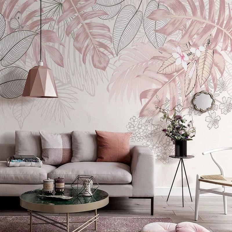Hand-Painted Fern Leaves Wallpaper Mural, Custom Sizes Available Household-Wallpaper Maughon's 
