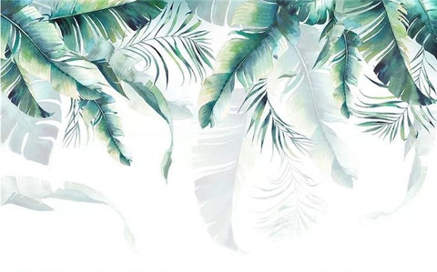 Image of Relaxing Palm Leaves Background Wallpaper Mural, Custom Sizes Available
