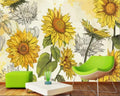 Hand-Painted Sunflowers Wallpaper Mural, Custom Sizes Available Wall Murals Maughon's 