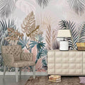 Hand Painted Tropical Rainforest Plants Wallpaper Mural, Custom Sizes Available Maughon's 