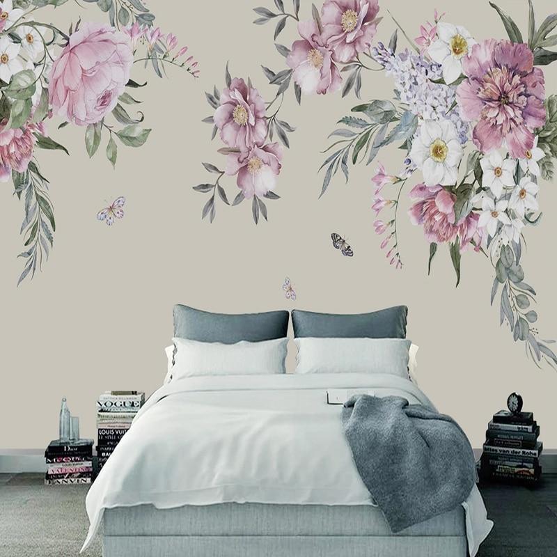 Hand-painted Watercolor Flowers Wallpaper Mural, Custom Sizes Available Household-Wallpaper Maughon's 