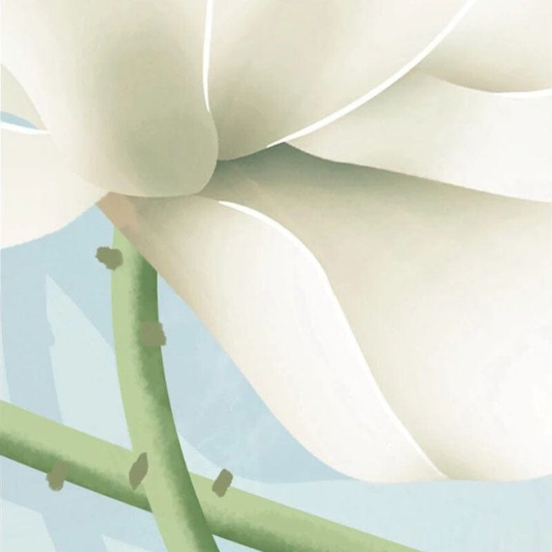 Hand-painted White Waterlilies Wallpaper Mural, Custom Sizes Available Wall Murals Maughon's 