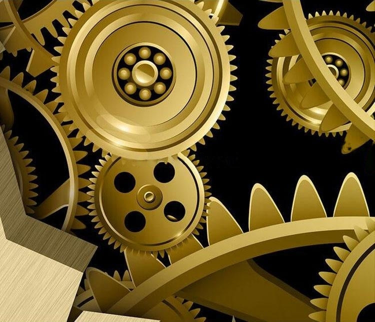 Hole in the Floor Mechanical Gears Self Adhesive Floor Mural, Custom Sizes Available
