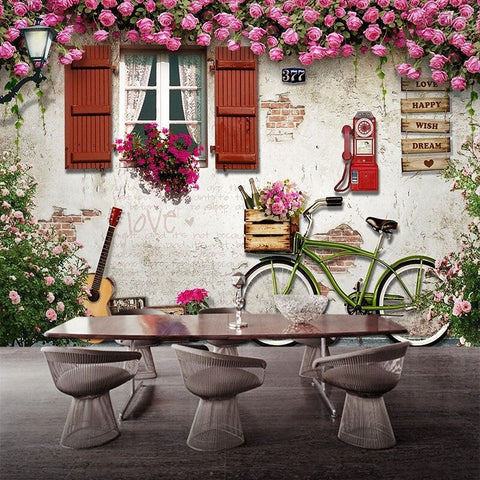 Image of House With Guitar and Bicycle Wallpaper Mural, Custom Sizes Available Wall Murals Maughon's 