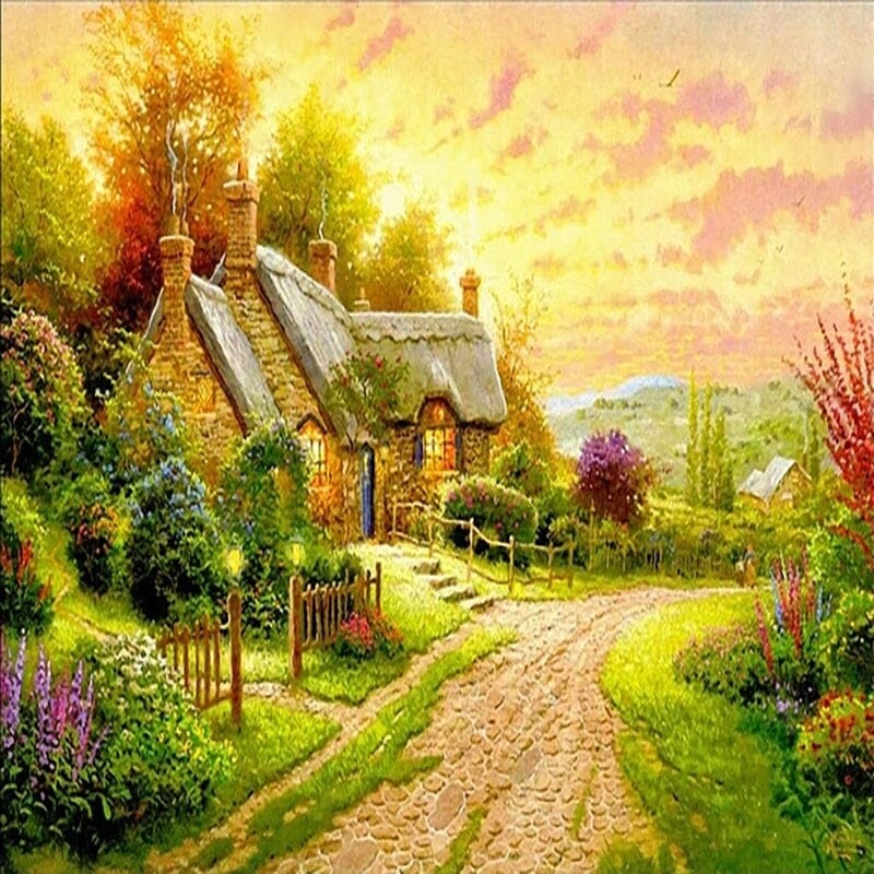 Idyllic Country House Wallpaper Mural, Custom Sizes Available Wall Murals Maughon's 