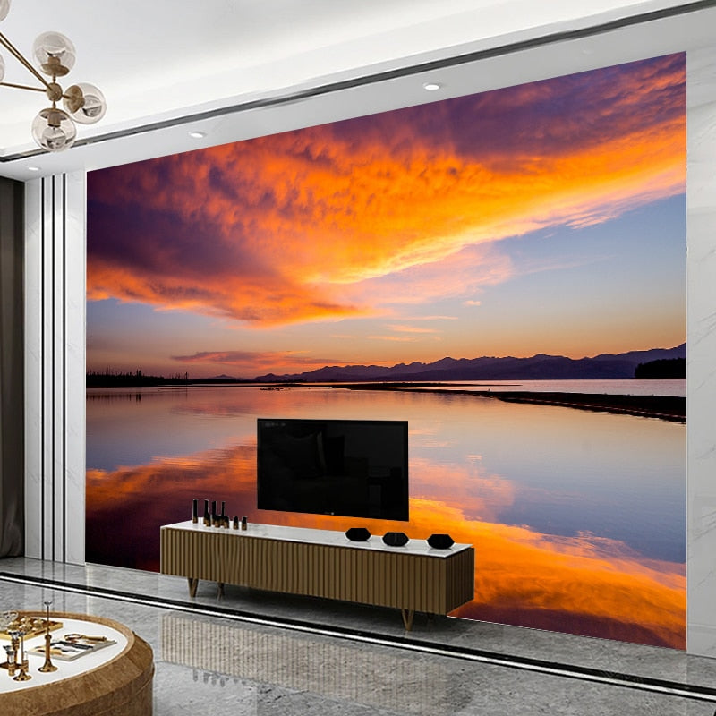 Incredible Sunset Reflection Over Water Wallpaper Mural, Custom Sizes Available Wall Murals Maughon's 