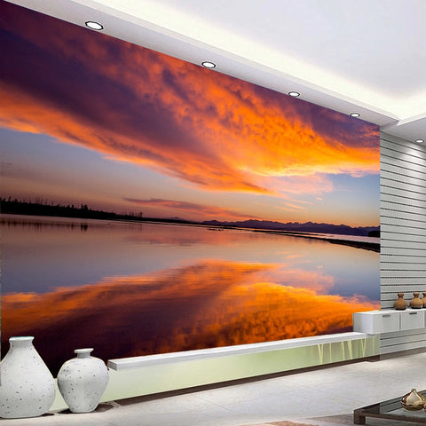 Image of Incredible Sunset Reflection Over Water Wallpaper Mural, Custom Sizes Available Wall Murals Maughon's Waterproof Canvas 