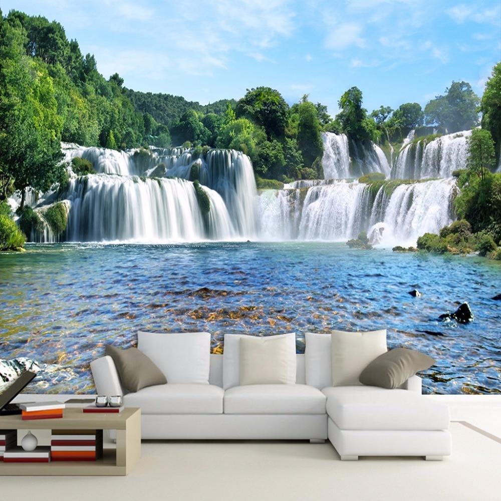 Incredible Waterfalls and Lake Wallpaper Mural, Custom Sizes Available Household-Wallpaper Maughon's 