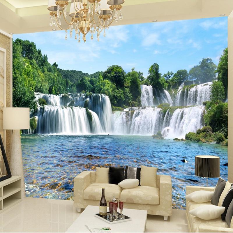Incredible Waterfalls and Lake Wallpaper Mural, Custom Sizes Available Household-Wallpaper Maughon's 