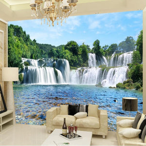 Incredible Waterfalls and Lake Wallpaper Mural, Custom Sizes Available