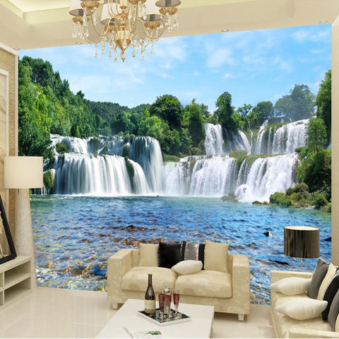Image of Incredible Waterfalls and Lake Wallpaper Mural, Custom Sizes Available Household-Wallpaper Maughon's 