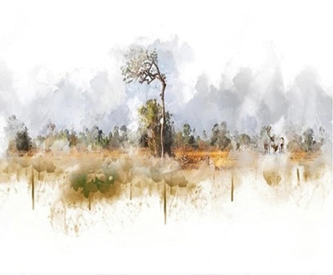 Image of Ink Landscape Painting Wallpaper Mural, Custom Sizes Available Wall Murals Maughon's 
