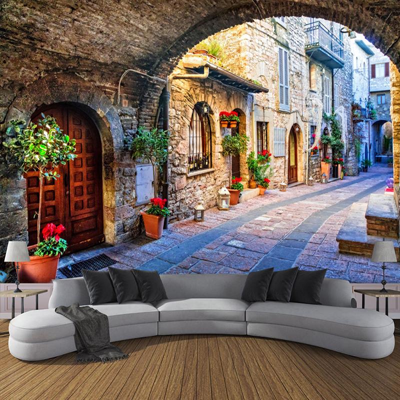 Italian Street Scene Wallpaper Mural, Custom Sizes Available Household-Wallpaper Maughon's 