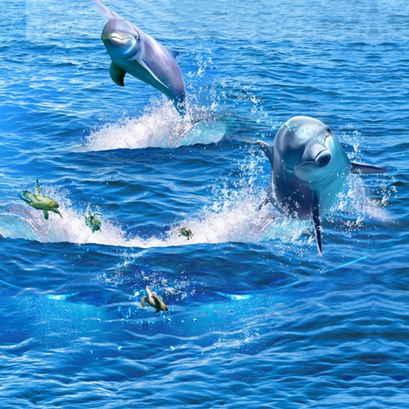 Jumping Dolphins In Ocean Self Adhesive Floor Mural, Custom Sizes Available Maughon's 