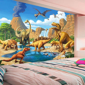 Mural de papel pintado Fantasía de dinosaurios prehistóricos para niños, tamaños personalizados disponibles