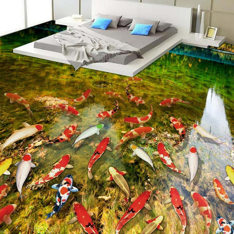 Image of Koi Pond Self Adhesive Floor Mural, Custom Sizes Available Floor Murals Maughon's 