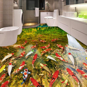 Koi Pond Self Adhesive Floor Mural, Custom Sizes Available Floor Murals Maughon's 