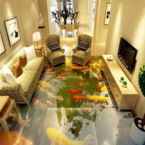 Image of Koi Pond Self Adhesive Floor Mural, Custom Sizes Available Maughon's 