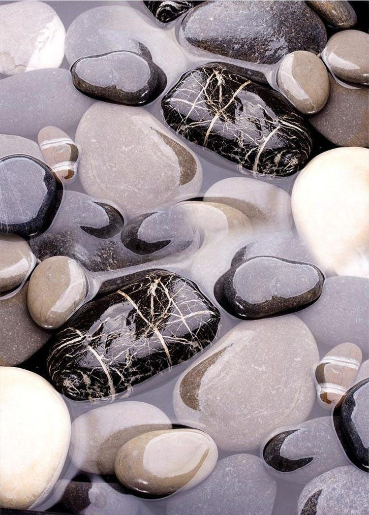 Large River Rocks Self Adhesive Floor Mural, Custom Sizes Availalbe