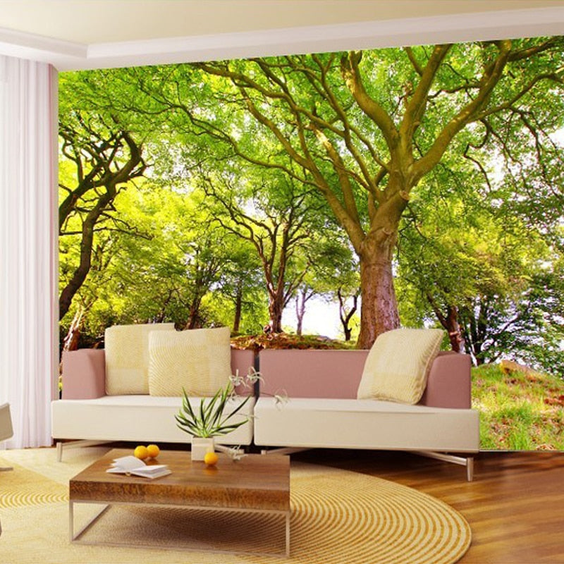 Large Trees On A Hill Wallpaper Mural, Custom Sizes Available Wall Murals Maughon's 