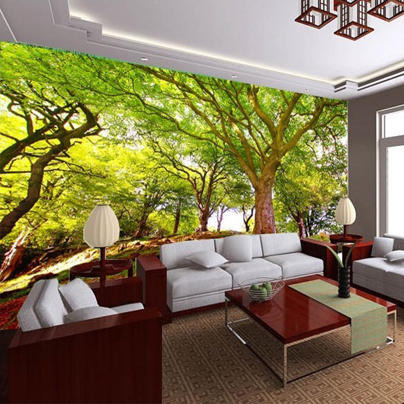 Large Trees On A Hill Wallpaper Mural, Custom Sizes Available Wall Murals Maughon's 