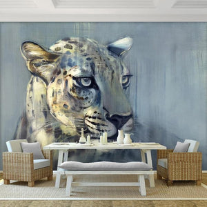 Papel pintado de leopardo blanco, tamaños personalizados disponibles