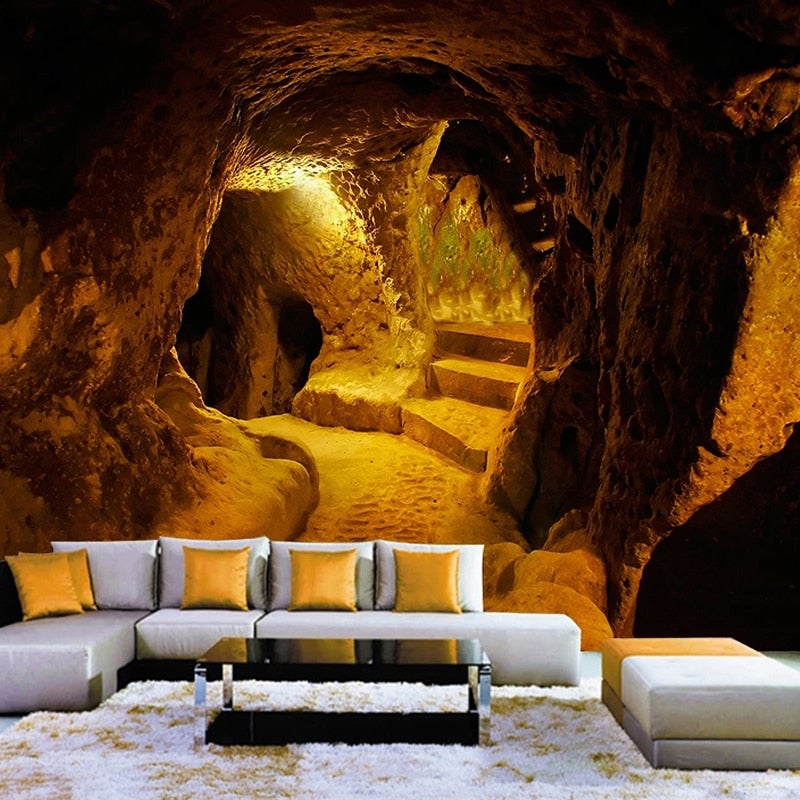 Lit Cave Passageway Wallpaper Mural, Custom Sizes Available Wall Murals Maughon's 