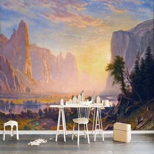 Majestic Landscape Oil Painting Wallpaper Mural, Custom Sizes Available