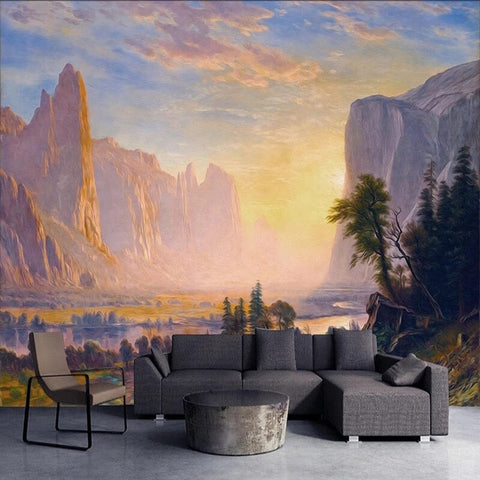 Image of Majestic Landscape Oil Painting Wallpaper Mural, Custom Sizes Available Wall Murals Maughon's Waterproof Canvas 