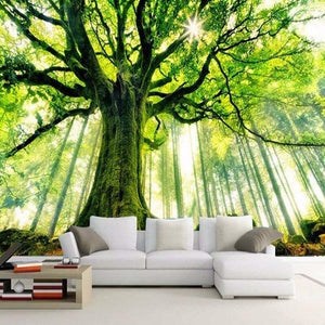 Majestic Oak Tree Wallpaper Mural, Custom Sizes Available