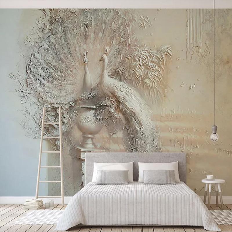 Majestic White Peacock with Urn Wallpaper Mural, Custom Sizes Available Maughon's 