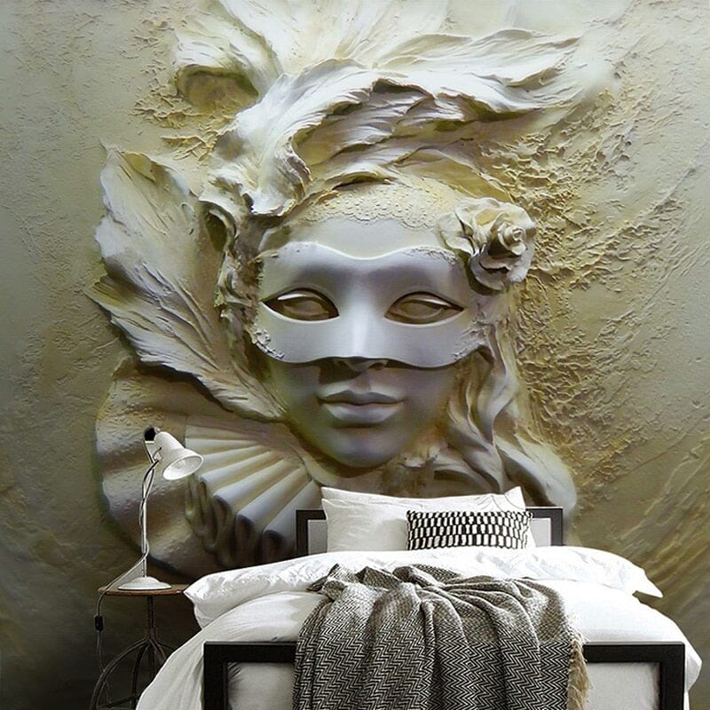 Masked Beautiful Woman Wallpaper Mural, Custom Sizes Available Wall Murals Maughon's Waterproof Canvas 