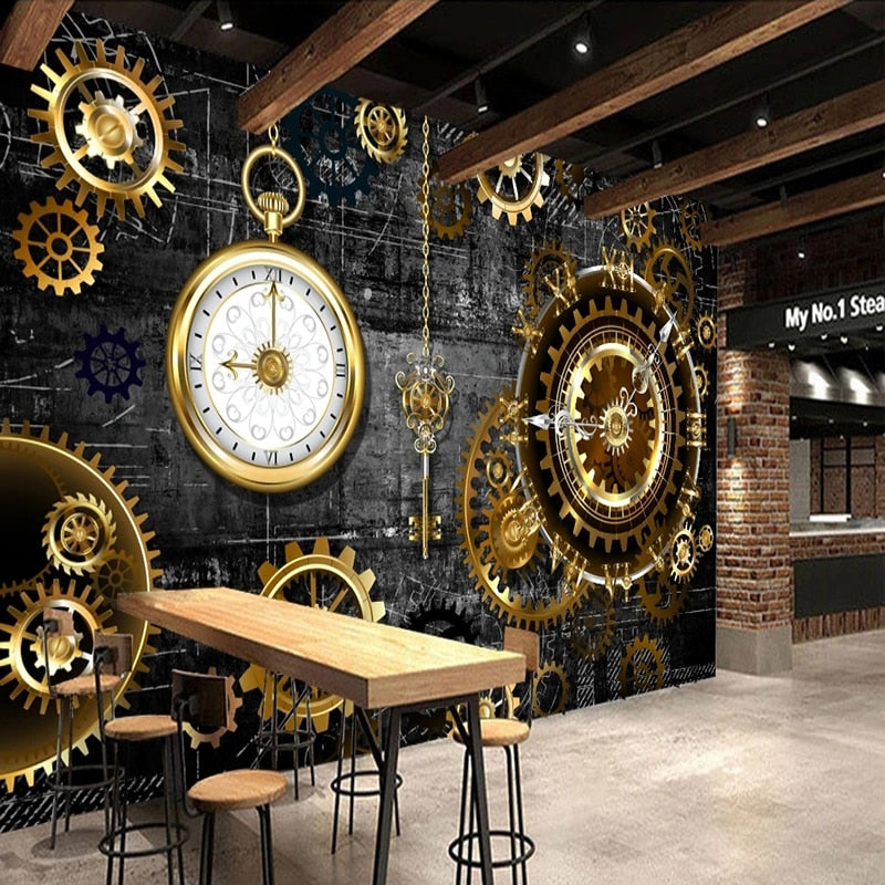 Mechanical Gears and Watch Wallpaper Mural, Custom Sizes Available Wall Murals Maughon's 