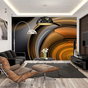 Abstract Curving Metallic Shape Wallpaper Mural, Custom Sizes Available