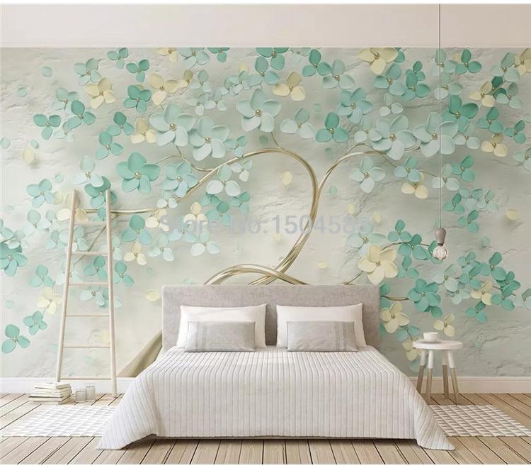 Mint Colored Tree Blooms Wallpaper Mural, Custom Sizes Available Maughon's 
